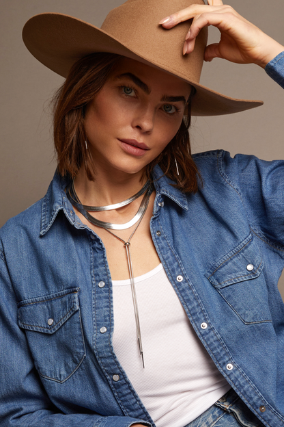 Frye Great Value - Women’s Extra Bold Herringbone Necklace | Aurate x The Frye Company