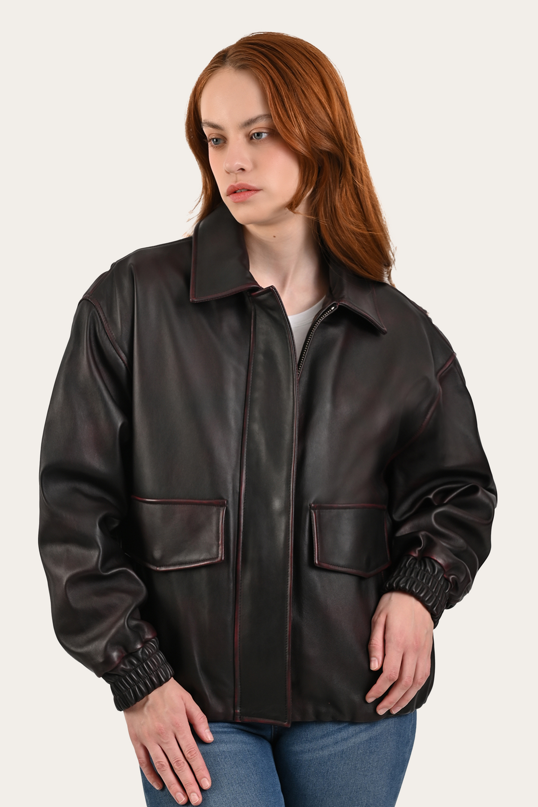 Frye Top Pick - Black Cherry Harper Oversized Bomber