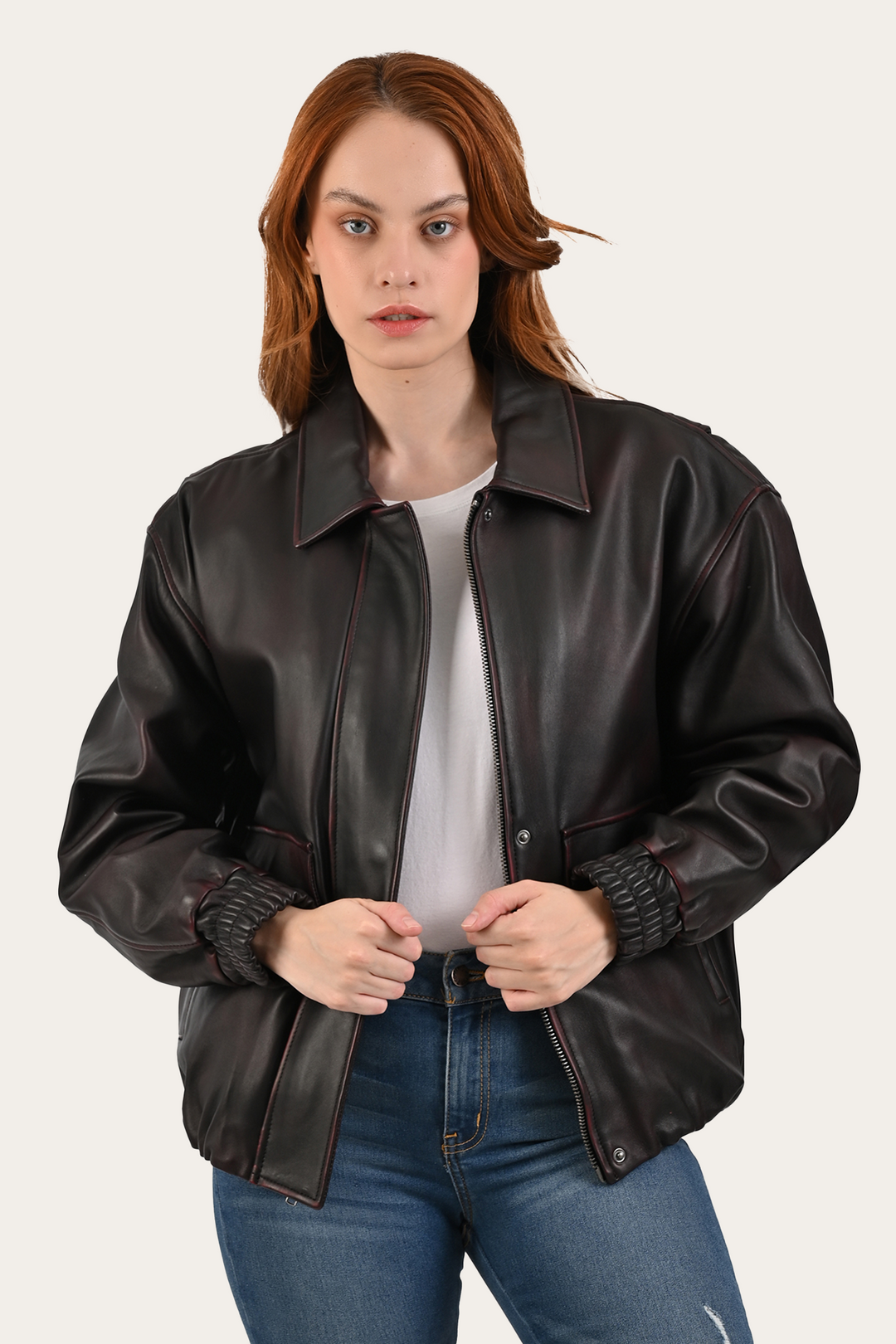 Frye Top Pick - Black Cherry Harper Oversized Bomber
