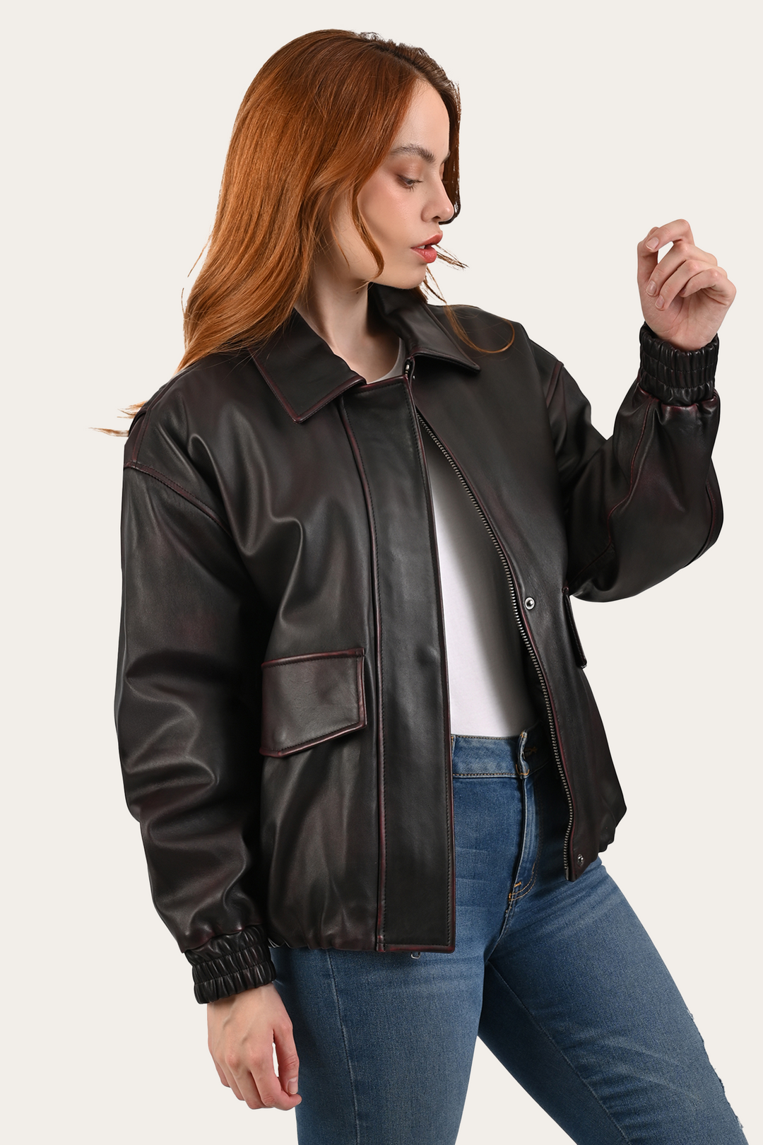 Frye Top Pick - Black Cherry Harper Oversized Bomber