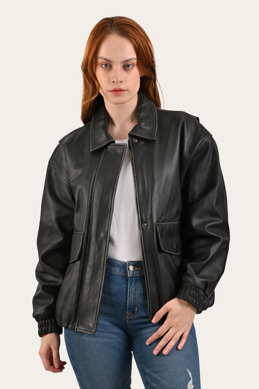 Frye Great Value - Black Harper Oversized Bomber