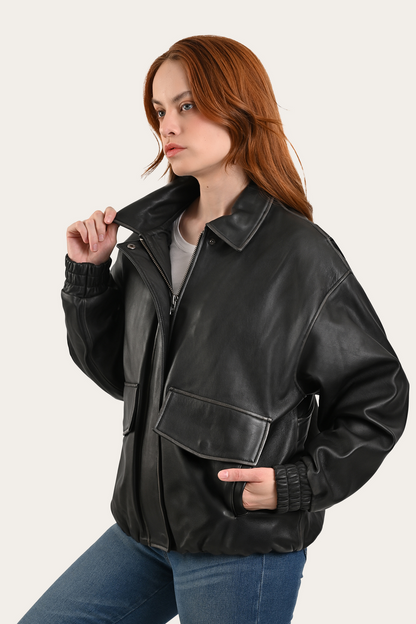 Frye Great Value - Black Harper Oversized Bomber