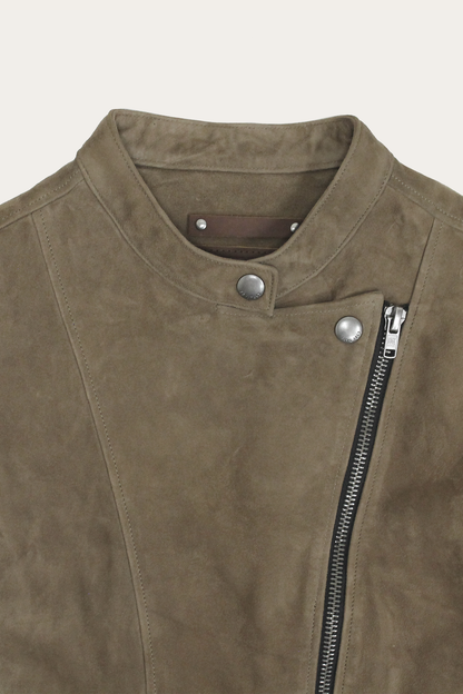 Frye Signature - Women’s Taupe Jace Hybrid Biker Racer Suede Jacket