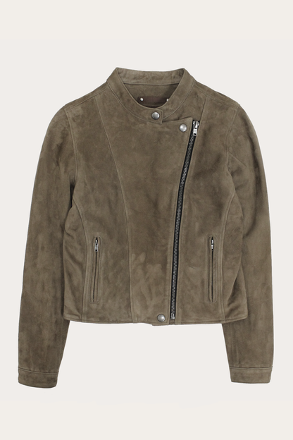 Frye Signature - Women’s Taupe Jace Hybrid Biker Racer Suede Jacket