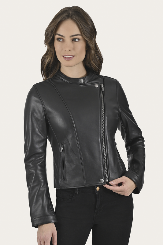 Frye Discount - Women’s Black Heathe Leather Racer Jacket