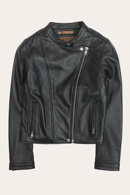Frye Discount - Women’s Black Heathe Leather Racer Jacket