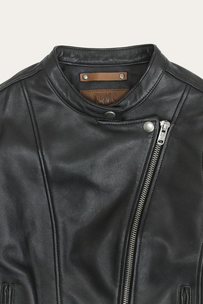 Frye Discount - Women’s Black Heathe Leather Racer Jacket