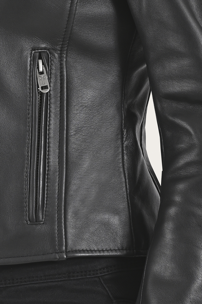Frye Discount - Women’s Black Heathe Leather Racer Jacket