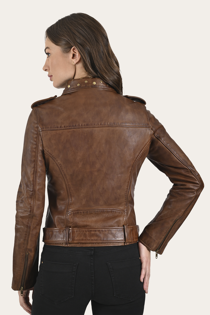 Frye Value - Women’s Tobacco Linc Biker Leather Jacket
