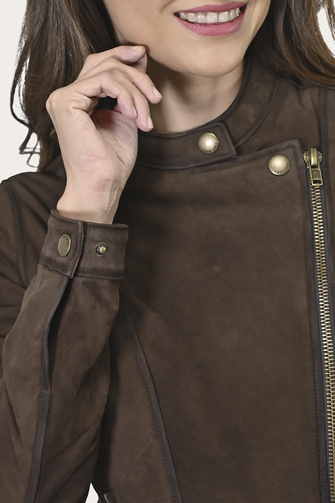 Frye Best Seller - Women’s Dark Brown Cassidy Aged Lamb Leather Biker Jacket