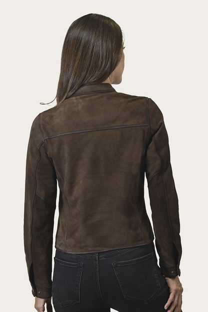 Frye Best Seller - Women’s Dark Brown Cassidy Aged Lamb Leather Biker Jacket