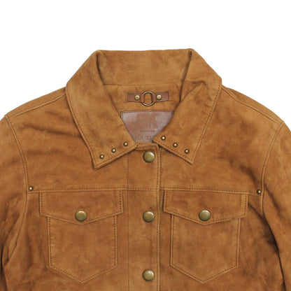 Frye Special Offer - Women’s Medium Brown Nash Fringed Suede Trucker Jacket