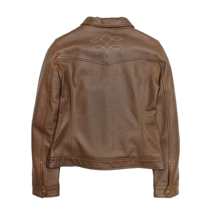 Frye Essential - Women’s Medium Brown Callum Trucker Leather Jacket