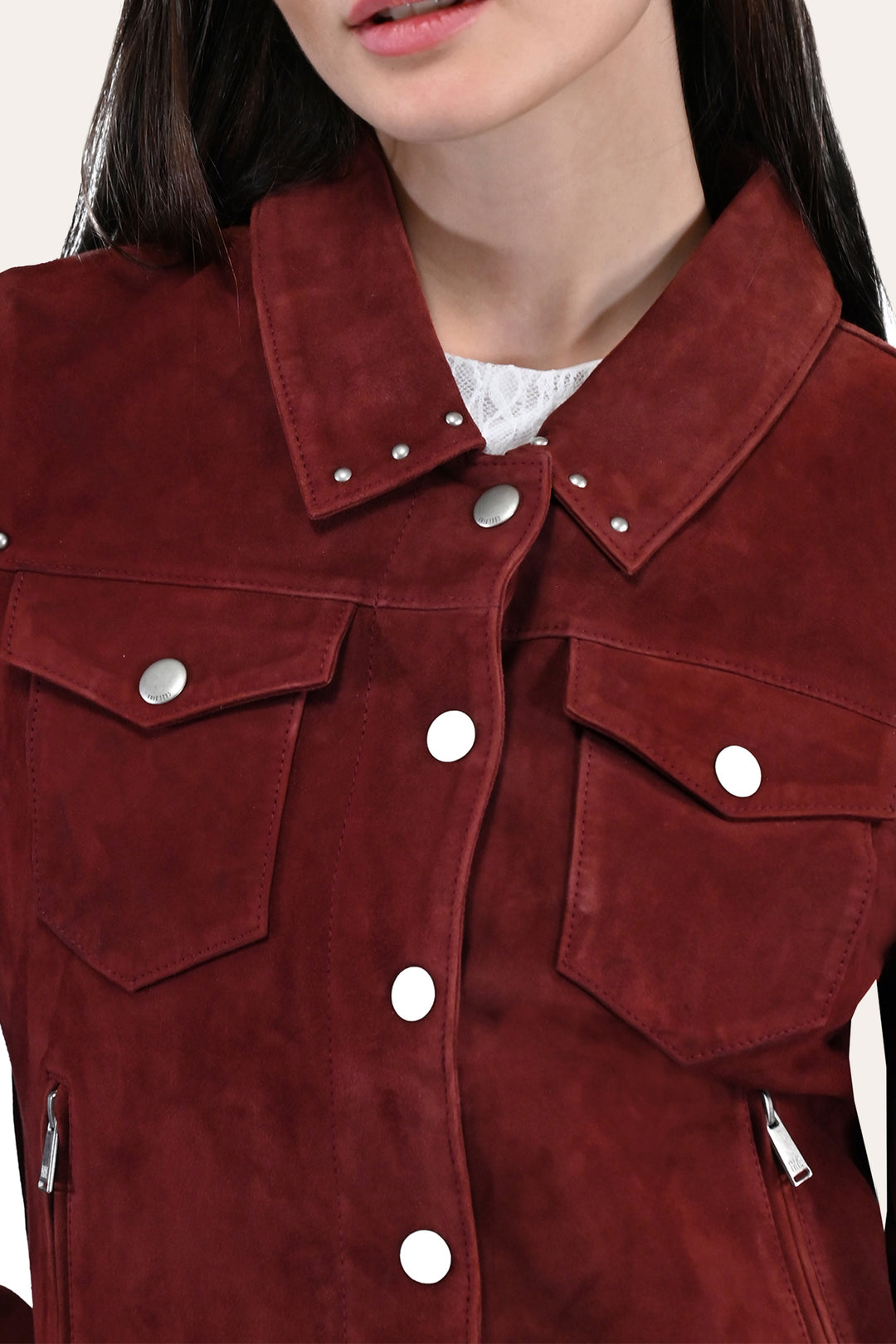 Frye Best Seller - Women’s Oxblood Nash Trucker Suede Jacket