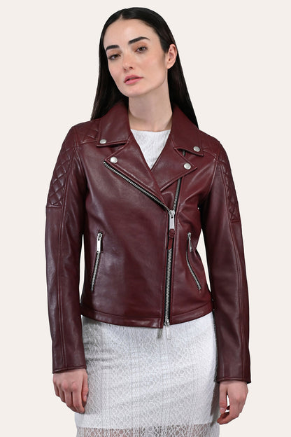 Frye Popular - Women’s Oxblood Oklahoma Nappa Leather Biker Jacket