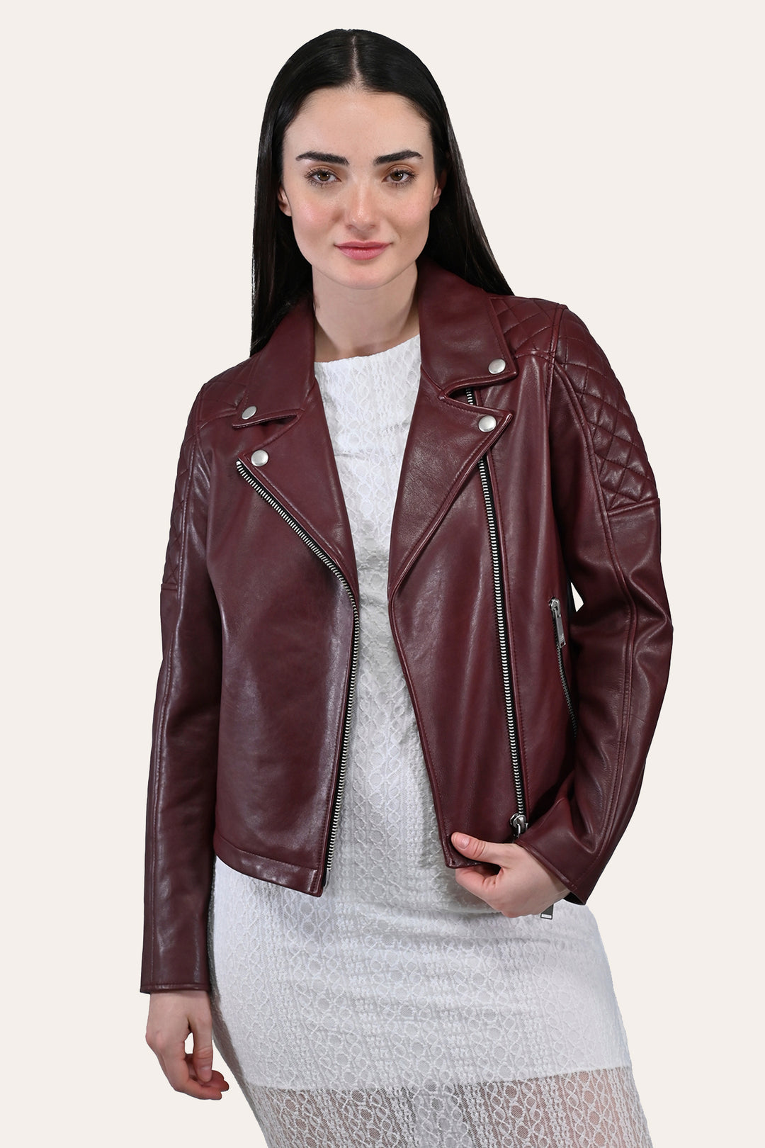Frye Popular - Women’s Oxblood Oklahoma Nappa Leather Biker Jacket