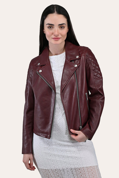 Frye Popular - Women’s Oxblood Oklahoma Nappa Leather Biker Jacket