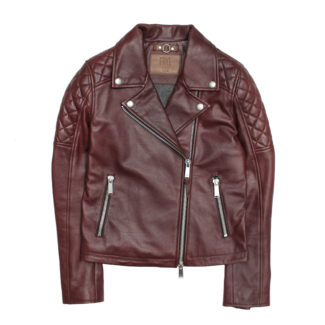 Frye Popular - Women’s Oxblood Oklahoma Nappa Leather Biker Jacket