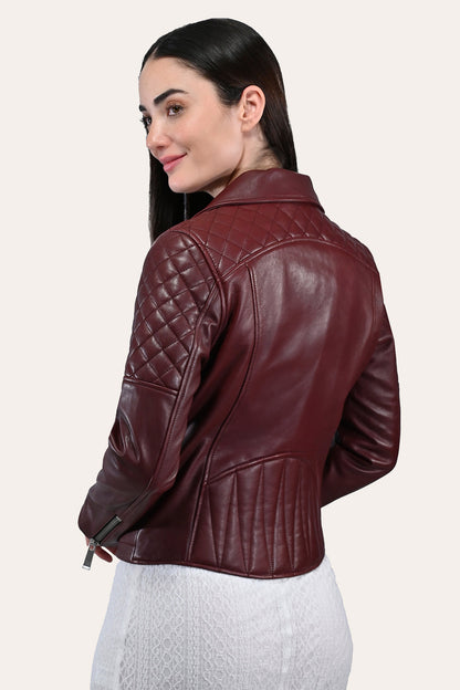Frye Popular - Women’s Oxblood Oklahoma Nappa Leather Biker Jacket