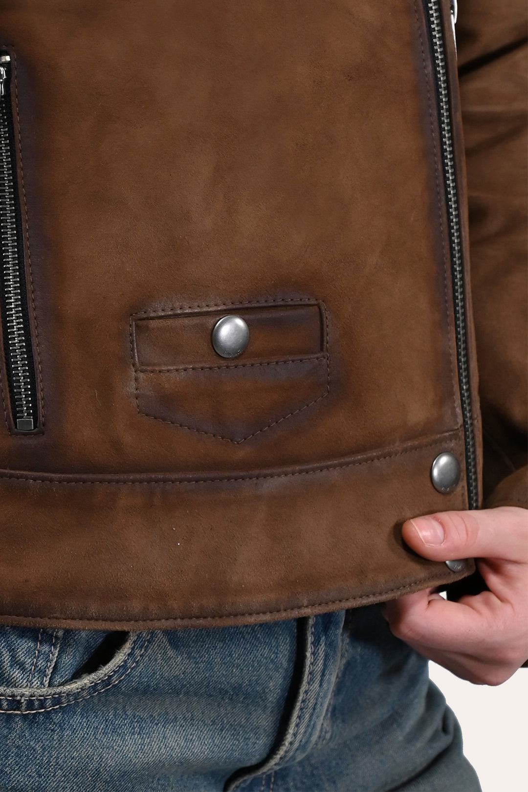 Frye Everyday - Women’s Dark Taupe Oakley Vintage Suede Biker Jacket