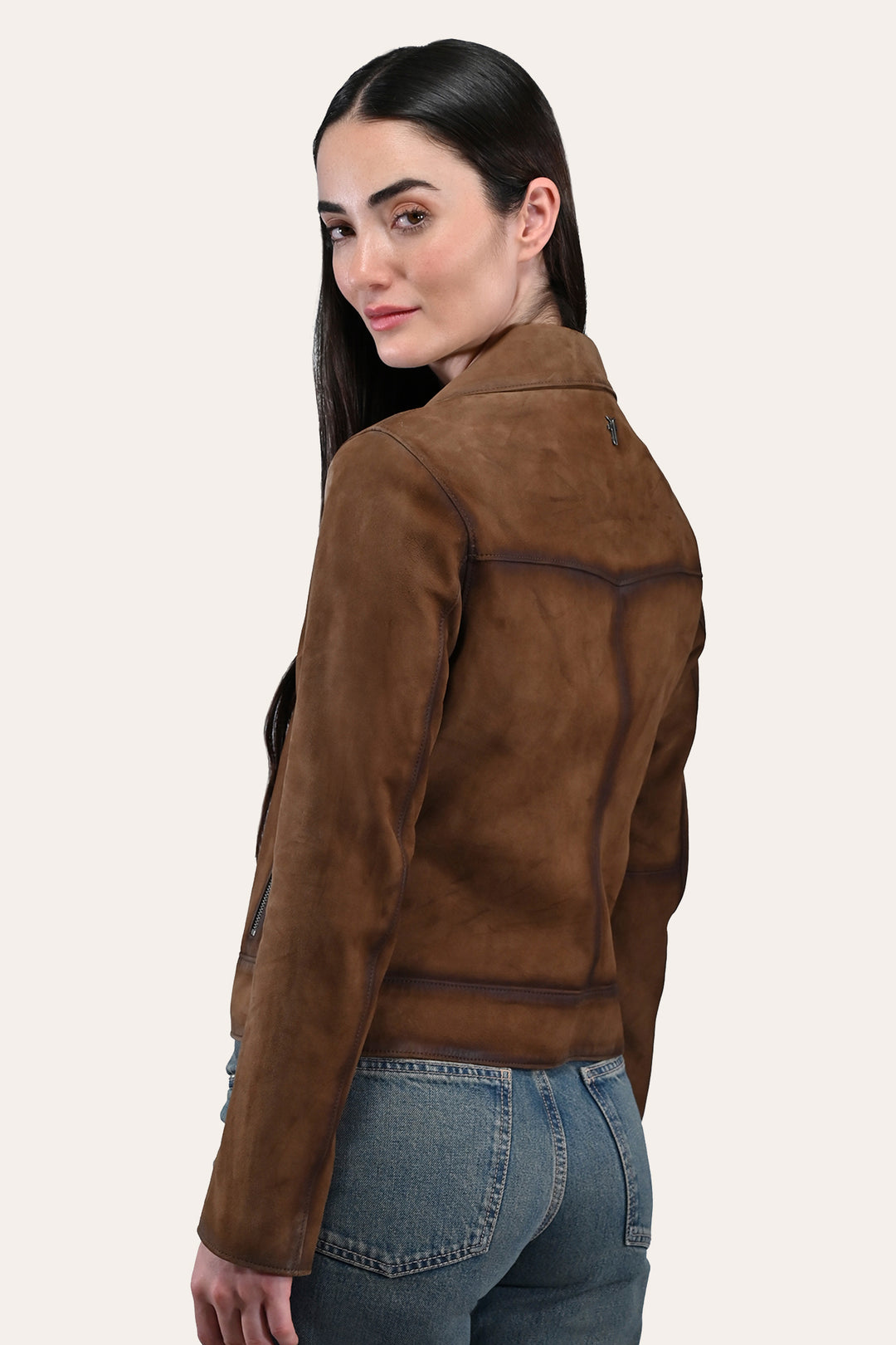 Frye Everyday - Women’s Dark Taupe Oakley Vintage Suede Biker Jacket