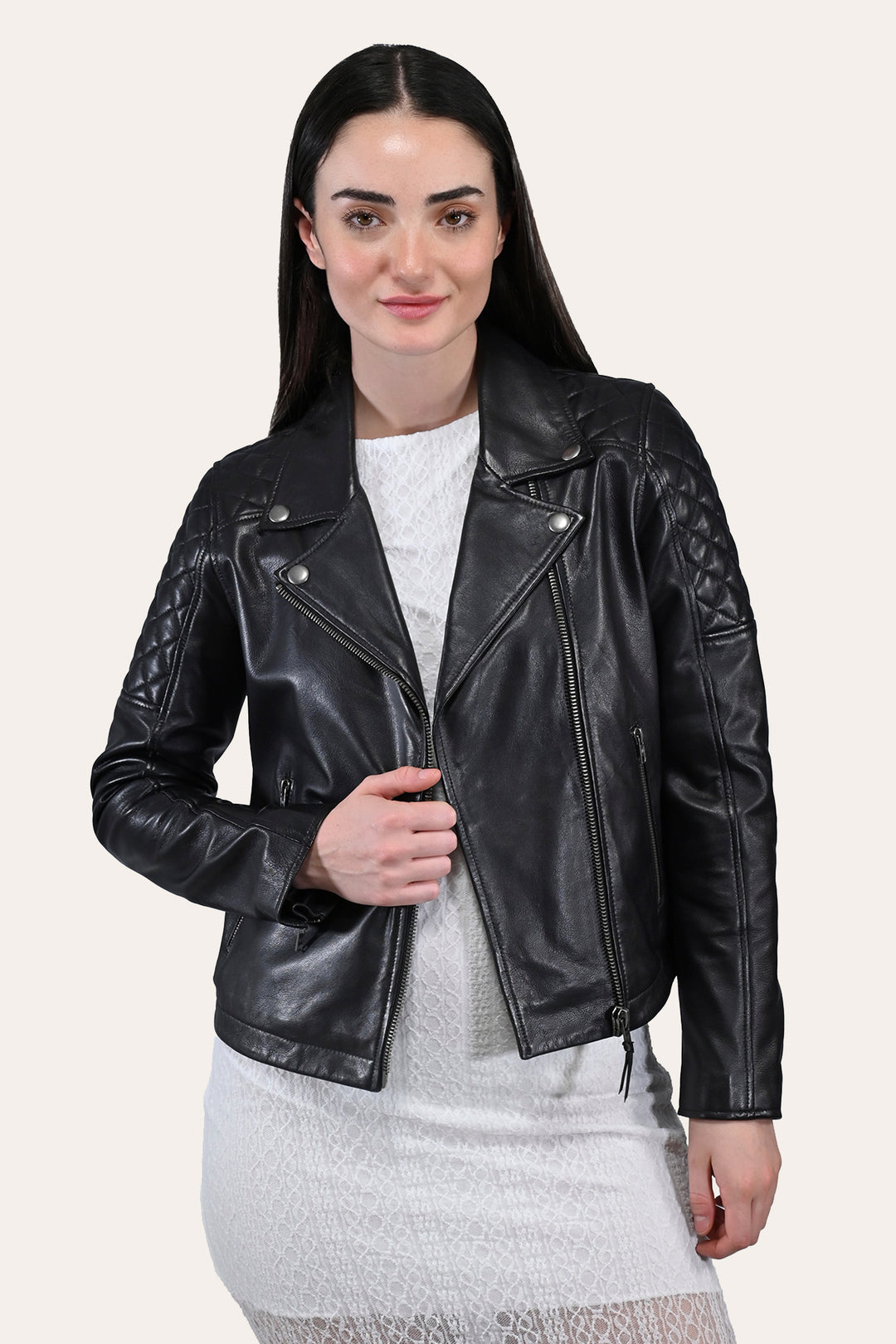 Frye Value - Women’s Black Oklahoma Biker Leather Jacket