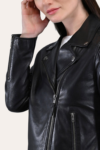 Frye Value - Women’s Black Oklahoma Biker Leather Jacket