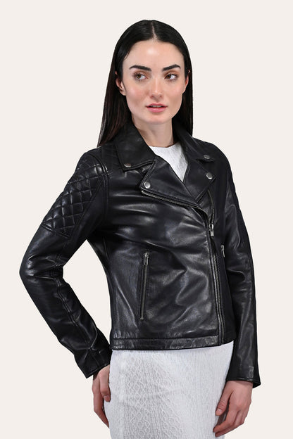 Frye Value - Women’s Black Oklahoma Biker Leather Jacket