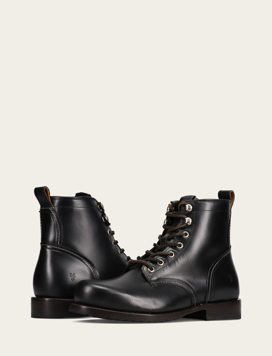 Frye Signature - Men's Black Hudson Workboot Plain Toe