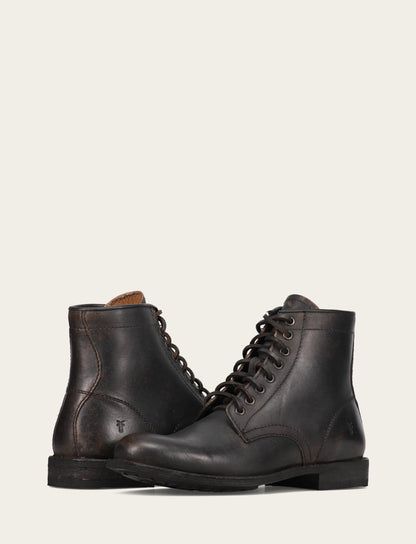 Frye Trusted - Men's Antiqued Black Tyler Flex Lace Up Boots