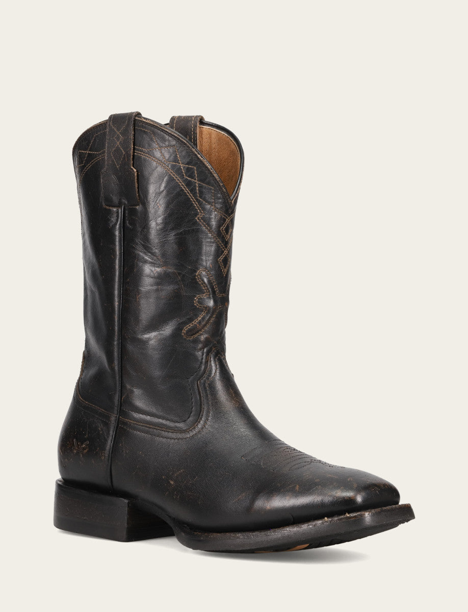 Frye New - Men's Black Hauser Logo Stitch Boots