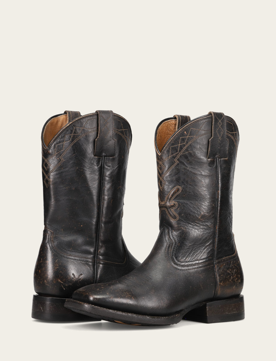 Frye New - Men's Black Hauser Logo Stitch Boots