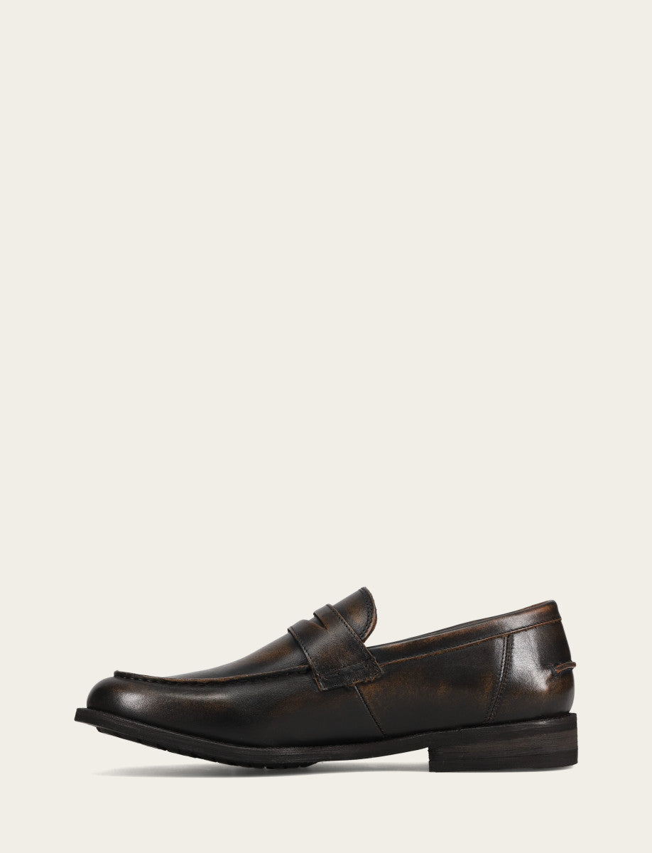 Frye Recommended - Men's Brown Brush Off Tyler Flex Penny Loafer