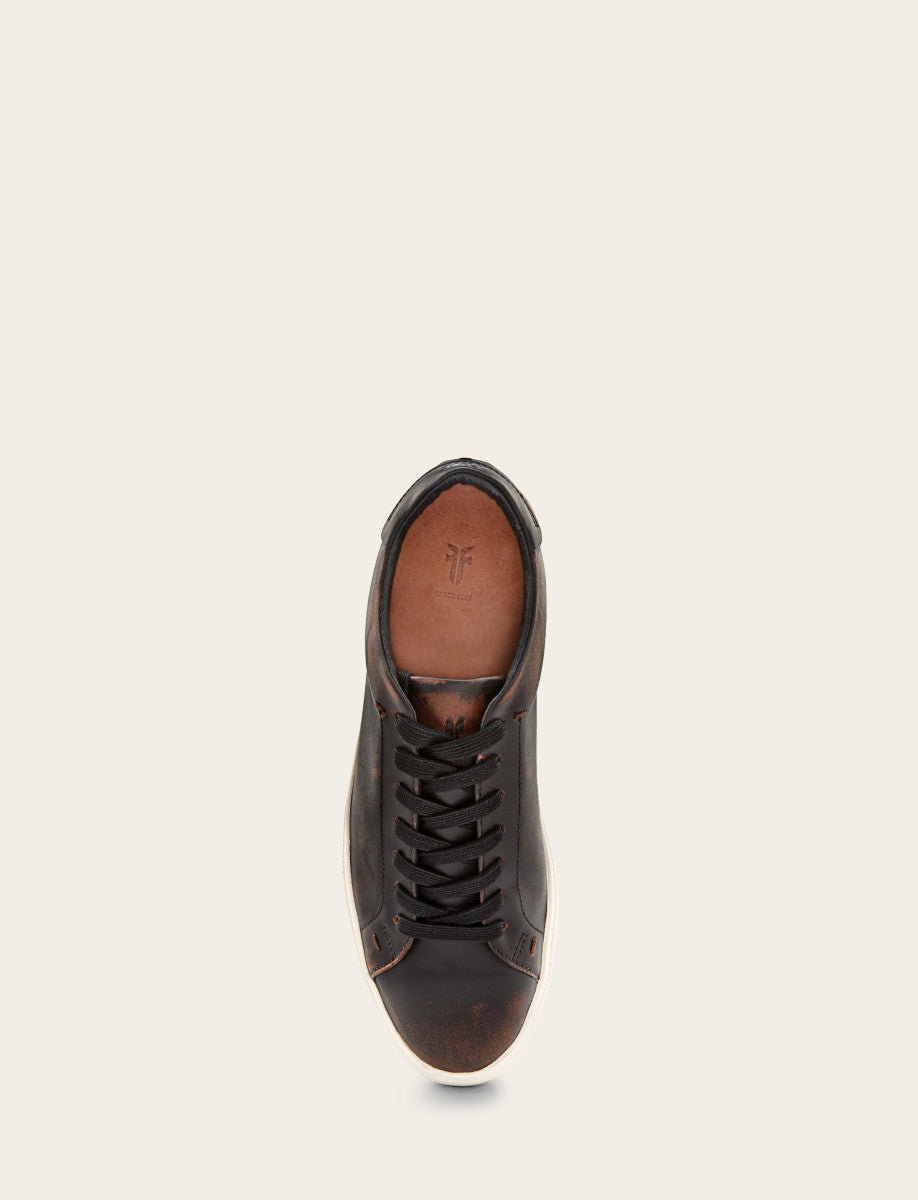 Frye Hot Sale - Men's Antiqued Black Astor Low Lace Slip On Sneakers
