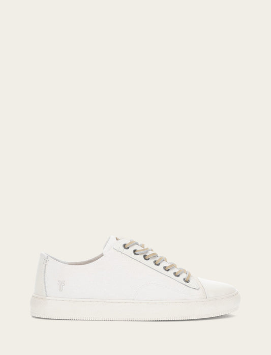 Frye Premium - Men's White Astor Cap Toe Low Lace Sneakers