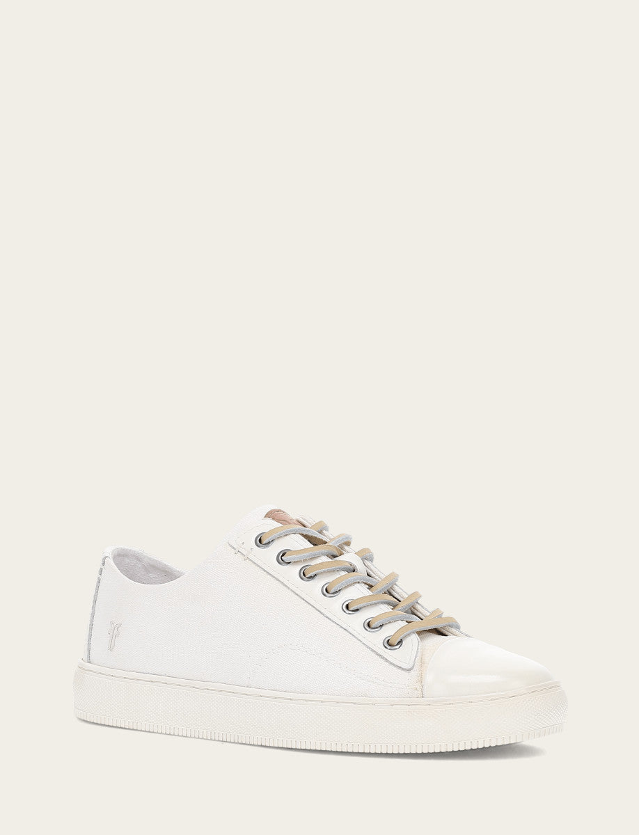 Frye Premium - Men's White Astor Cap Toe Low Lace Sneakers