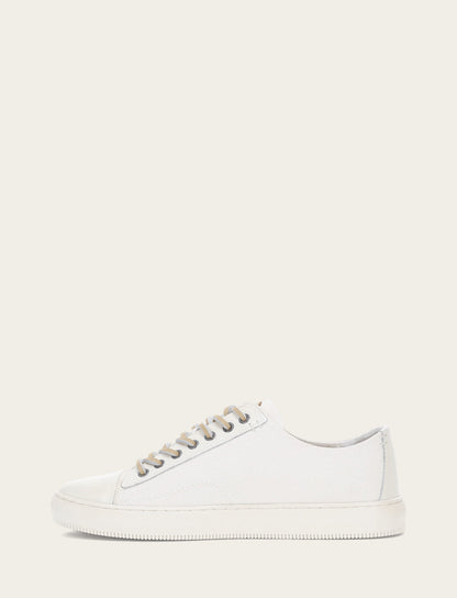 Frye Premium - Men's White Astor Cap Toe Low Lace Sneakers