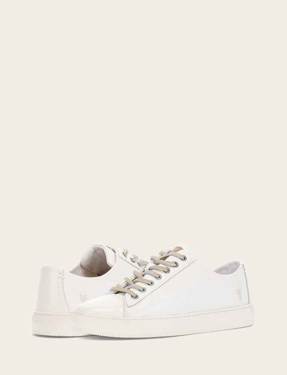 Frye Premium - Men's White Astor Cap Toe Low Lace Sneakers