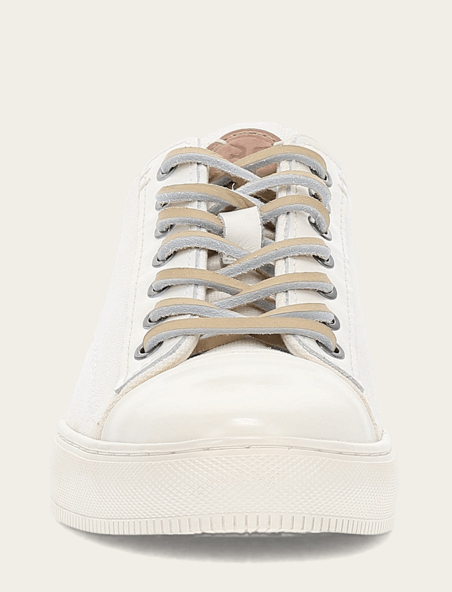Frye Premium - Men's White Astor Cap Toe Low Lace Sneakers