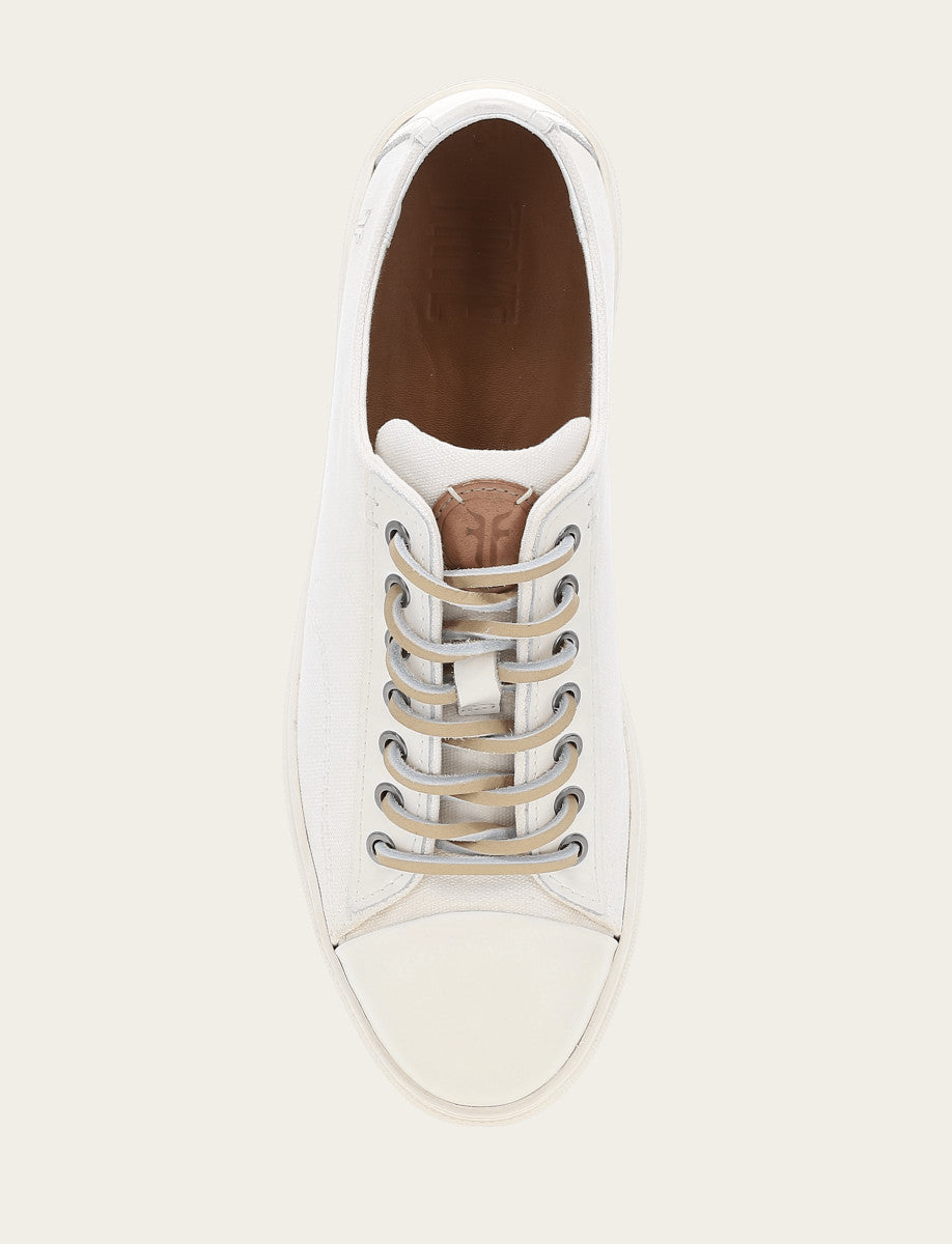 Frye Premium - Men's White Astor Cap Toe Low Lace Sneakers