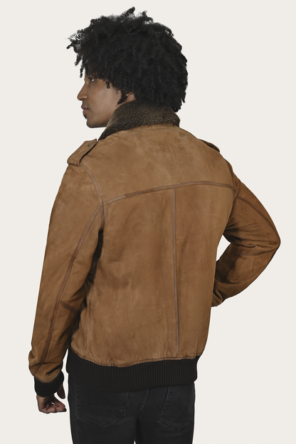 Frye Everyday - Men’s Middle Brown Jethro Shearling Flight Suede Jacket