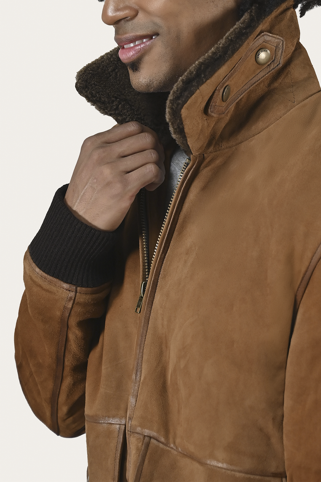 Frye Everyday - Men’s Middle Brown Jethro Shearling Flight Suede Jacket