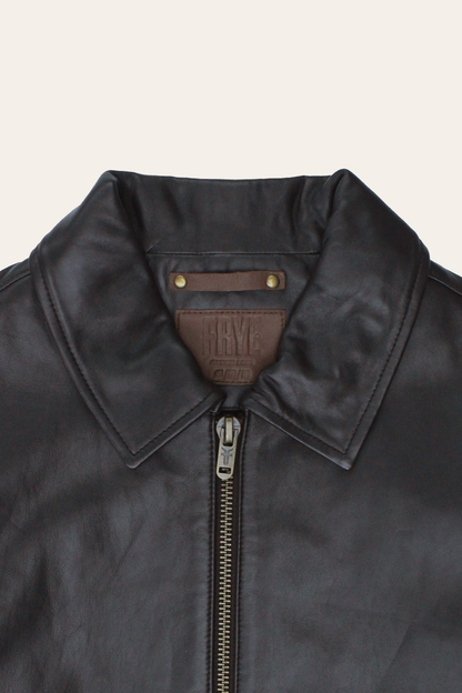 Frye Popular - Men’s Dark Brown Dusty Trucker Leather Jacket