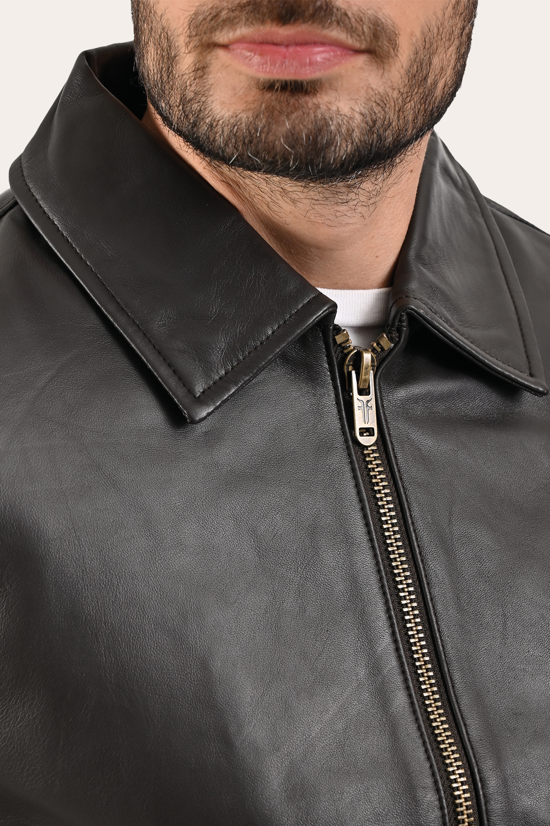 Frye Popular - Men’s Dark Brown Dusty Trucker Leather Jacket