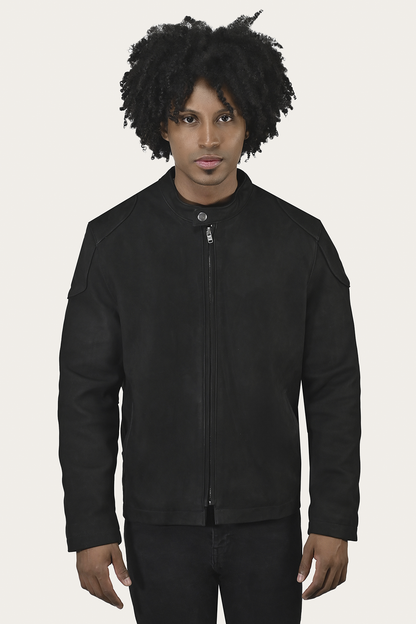 Frye Popular - Men’s Black Gannon Lamb Leather Racer Jacket