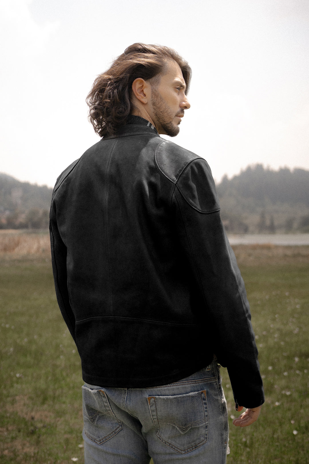 Frye Popular - Men’s Black Gannon Lamb Leather Racer Jacket