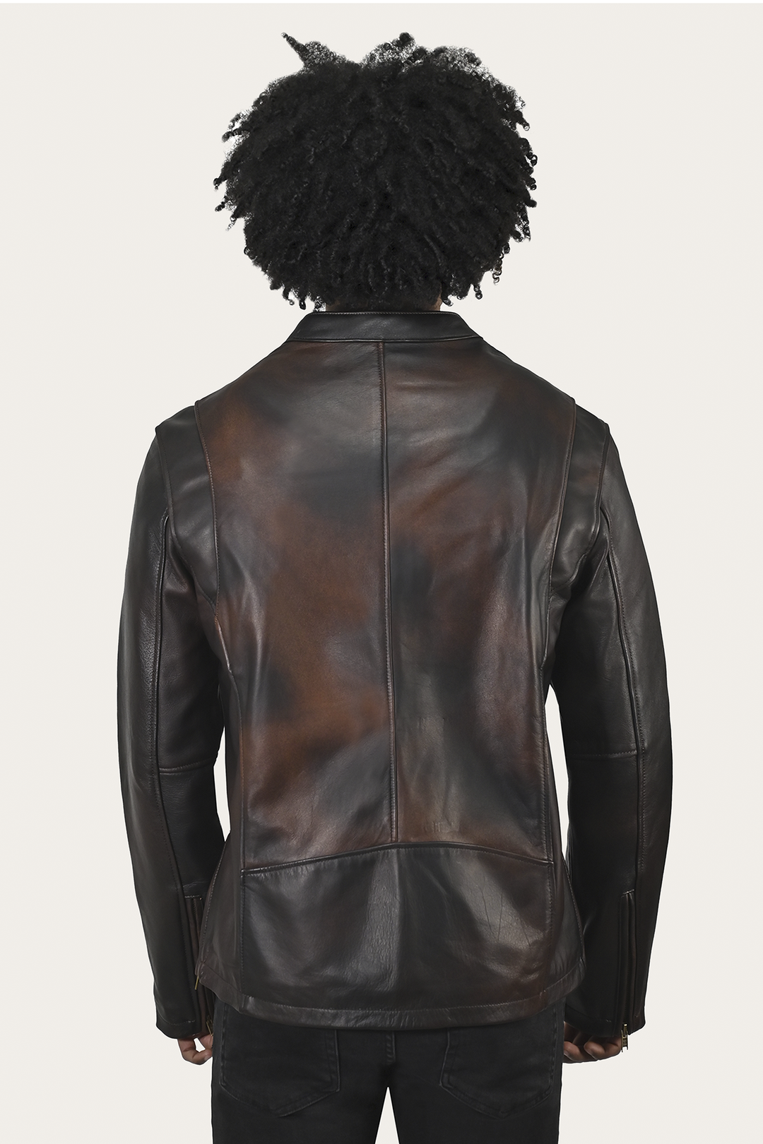 Frye Trusted - Men’s Cognac Black Huck Cowhide Racer Leather Jacket