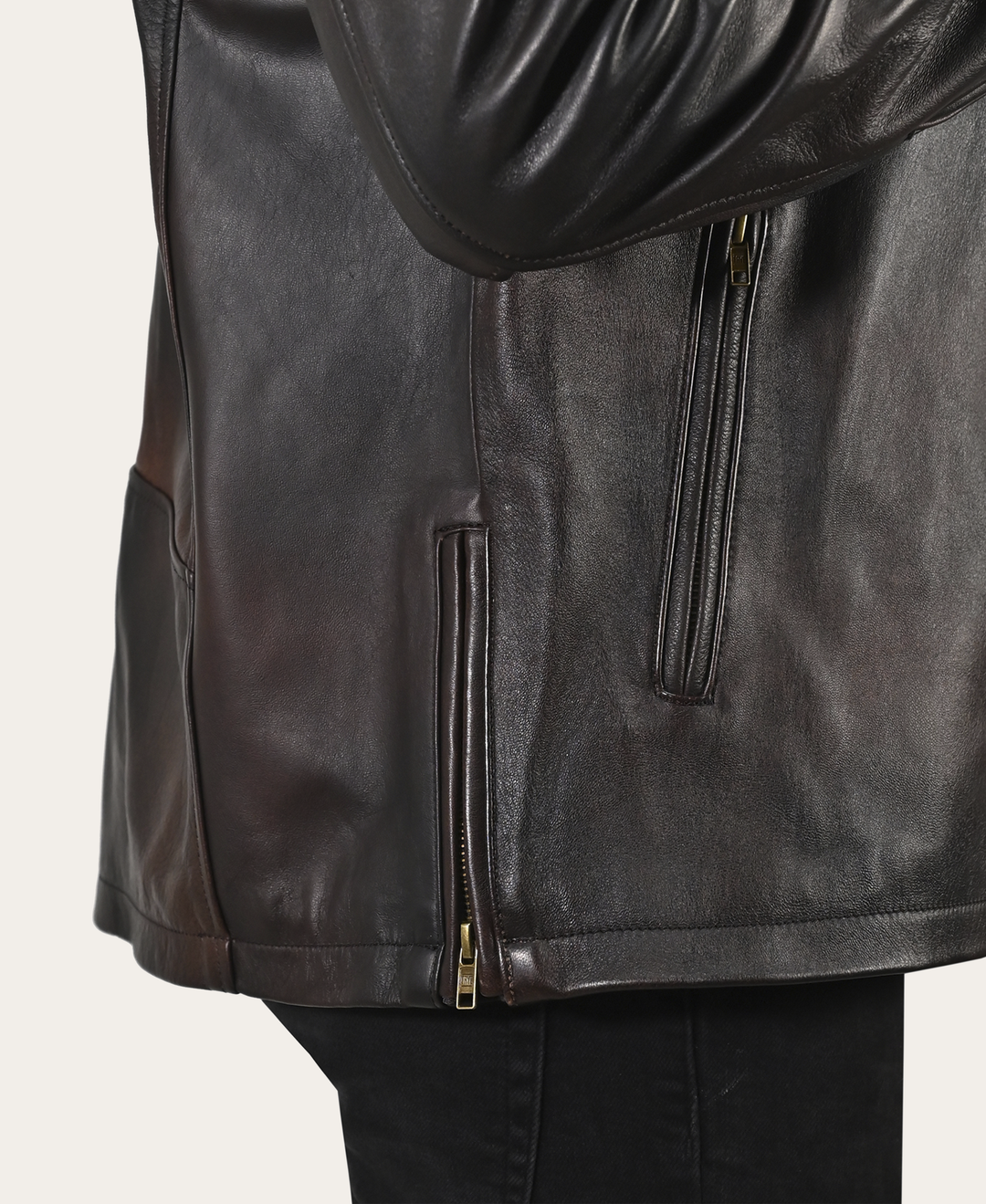 Frye Trusted - Men’s Cognac Black Huck Cowhide Racer Leather Jacket