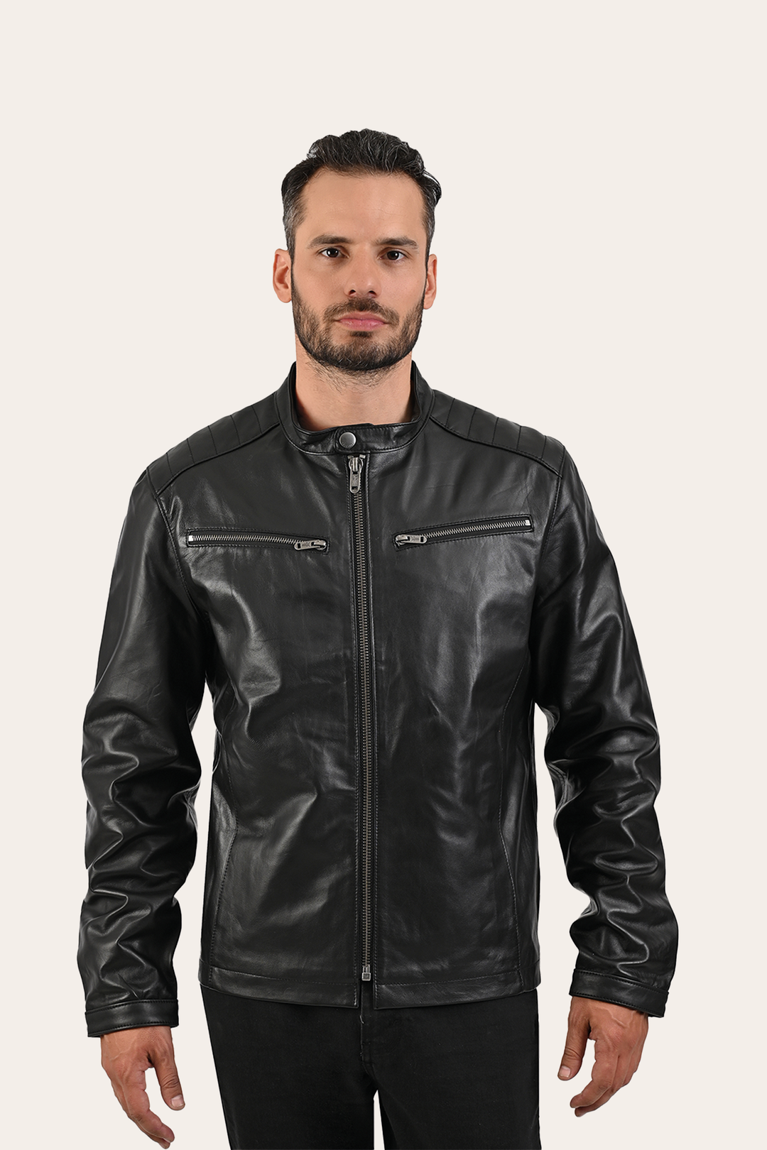 Frye Trusted - Men’s Black Pioneer Racer Leather Jacket