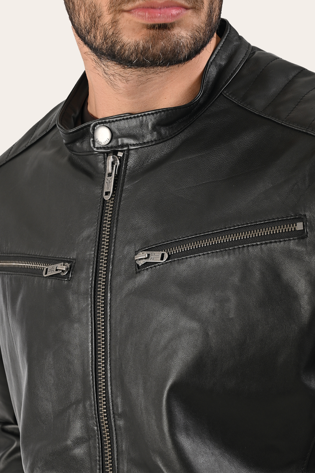 Frye Trusted - Men’s Black Pioneer Racer Leather Jacket